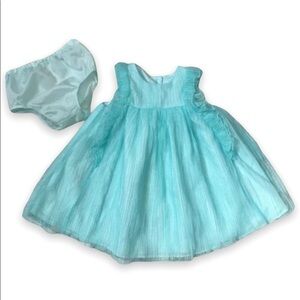 Cherokee Aqua Sparkle Ruffle Dress Baby Girl 18 months
